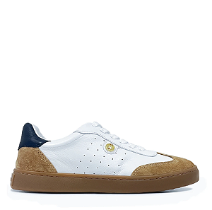 Tênis Casual/ Couro/ Nocciola Branco/ Luz da Lua