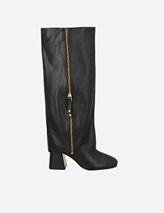 Bota Capuz Cana Alto em Couro Preto/ Luiza Barcelos