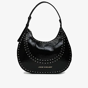 Bolsa Hobo Preto Tachas Couro/ Jorge Bischoff