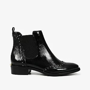 Bota Cano Baixo Preto Couro Verniz/ Jorge Bischoff
