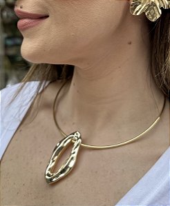 Choker Pingente Orgânico Dourada