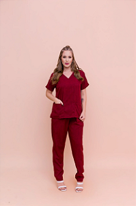 Conjunto Scrub Melange Vinho