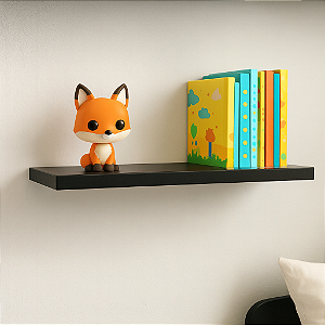 Prateleira 100x20MDF Preta C/ Suporte Invisivel
