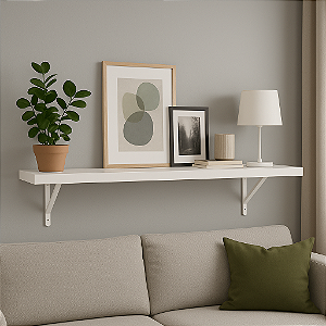 Prateleira Mdf 60cm X 20cm Branca C/ Mão Francesa