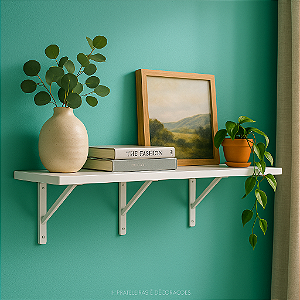 Kit 1 Prateleiras 150x25 Decoração Mdf Branca Mão Francesa