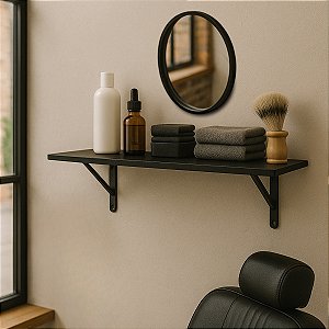 Kit 1 Prateleiras Preta Mdf 80x40 Mão Francesa - Decoração