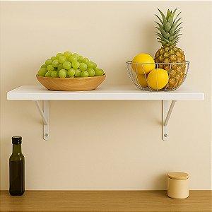 Prateleira Mdf Branca Fosca 80x25 Kit C/ 1 Und Mão Francesa