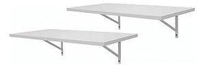 Prateleira Mdf Branca Fosca 80x25 Kit C/ 2 Und Mão Francesa