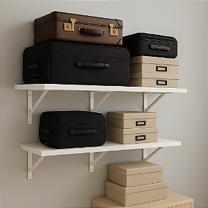 Kit 2 Prateleiras Decoração 100x25 Mdf Branca Mão Francesa