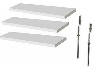 Prateleira De Mdf Branca Fosca 35x20 Kit C/ 3 Und Flutuante