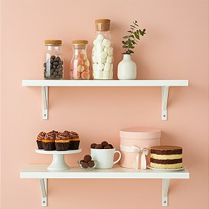 Kit 2 Prateleiras Branca Mdf 40x35 Mão Francesa - Decoração