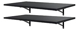 Kit 2 Prateleiras Preta Mdf 60x35 Mão Francesa - Decoração