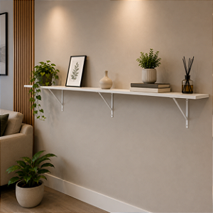 1 Prateleiras 150x40 Decoração Mdf Branca Mão Francesa