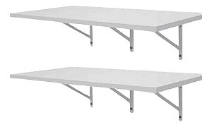 Kit 2 Prateleiras 150x40 Decoração Mdf Branca Mão Francesa