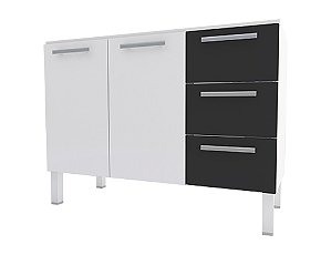 BALCAO COZIMAX ACO VENUS 2.00MT BRANCO+PRETO