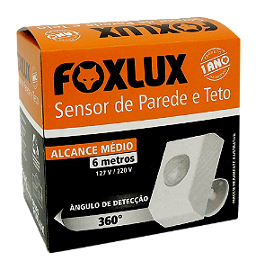 SENSOR PRESENÇA PAREDE E TETO FOXLUX