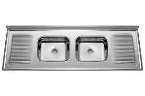 PIA INOX 2,00X,54 2CUBAS C/ESCORREDOR BRANOX