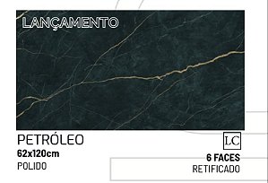 PISO HD 62X120 CERAL PETROLEO POLIDO RETIFICADO VENDA POR CAIXA, caixa com 2,98M2