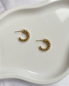 Brinco Argola Com Pontilhados Zircônias Banho de Ouro 18k