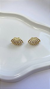 Brinco Concha Aberta Cravejada Ouro 18k