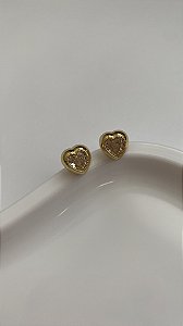 Brinco Coração Centro Zircônia Fusion 2 Ouro 18k