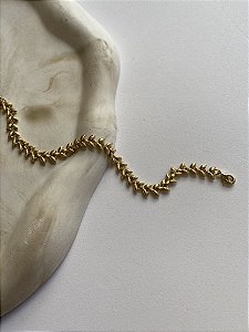 Pulseira Folhas Douradas Banho De Ouro 18k