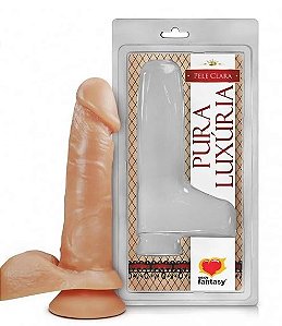 Prótese Pura Luxúria Realística com Escroto e Ventosa 15 × 3,8 cm – Acessório Íntimo | Sexy Fantasy