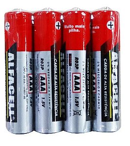 Pilha Comun Palito AAA 1.5V Com 4 Unidades - Alfacell