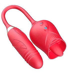 Vibrador Duplo com 10 Modos de Movimento de Língua, Vibração, Vai e Vem e Aquecimento – Acessório Íntimo | Vip Mix