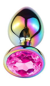 Plug Anal De Aço Com Pedra De Cristal Tamanho M - Sexy Import