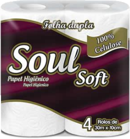 Papel Higienico Soul Soft Folha Dupla 100% Celulose Fardo Com 64 Rolos