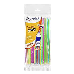 Canudo Longo Colorido 5X26Mm Sache Plástico 100Un Strawplast [Cf30]