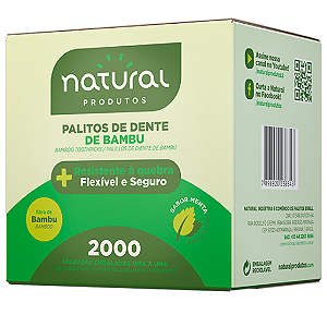Palito Dente Bambu Menta Sache Plástico 2000Un Natural Palitos