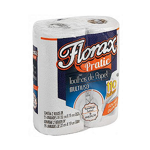 Papel Toalha Cozinha Rolo Florax Folha Dupla 2x55un