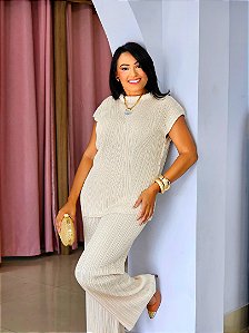 Conjunto Tricô Bege