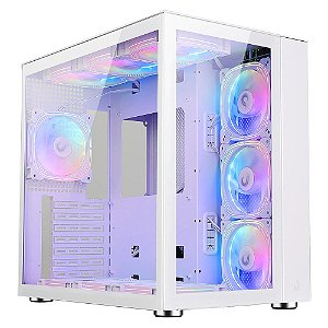 Gabinete Gamer Rise Mode Galaxy Glass Standard White – 10 Fans RGB - RM-GA-GGSW-ARGB