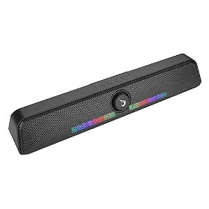 Caixa de Som Gamer Rise Mode Aura Sound S6, Rgb Rainbow, Bluetooth, 5w*2, Preto - RM-SP-06-RGB