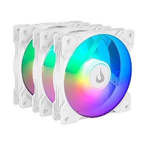 KIT 3 FANS GAMER RISE MODE X WHITE ARGB - RM-XLD-02-ARGB