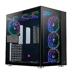 GABINETE GAMER RISE MODE GALAXY GLASS STANDARD BLACK – 10 FANS - RM-GA-GGSB-ARGB