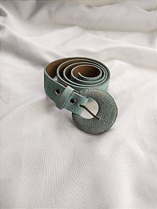 Cinto em couro verde claro-M