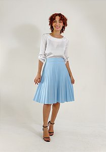 Saia Plissada Azul - P
