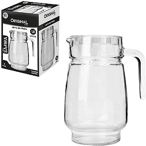 Jarra de Vidro Lisa 1,8 Litros com Tampa de Acrílico Glass