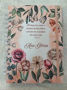 Caderno Floral Romântico A5 personalizado