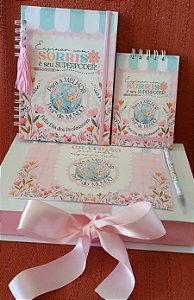 Kit Dia dos Professores: Caixa, Agenda, Bloquinho, Caneta