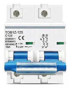 Disjuntor Bipolar TOB1Z-125a 600v Corrente Contínua S/solar