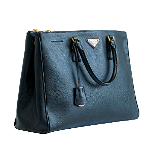 PRADA GALLERIA DOUBLE ZIP EM COURO SAFFIANO