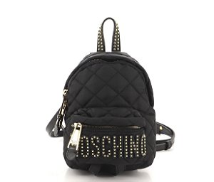 MOSCHINO MINI MOCHILA MATELASSÊ COM PLACA DE LOGO EM NYLON