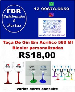 TAÇA GIN EM ACRILICO 580ML BI COLOR