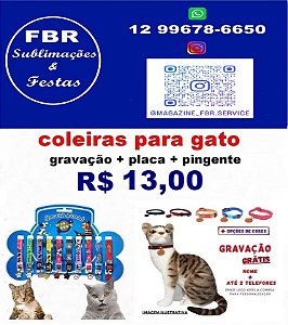 COLEIRAS PARA GATO COM PLAQUINHA DE INDETIFICAÇÃO