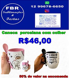 CANECA DE PORCELANA, COM COLHER